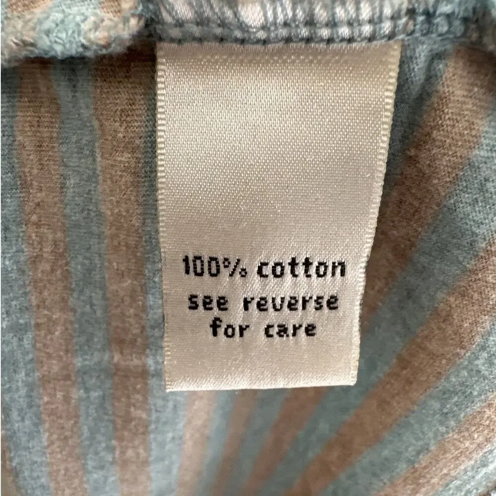 Tyler Boe jersey knit stripe blue gray dress cotton size large